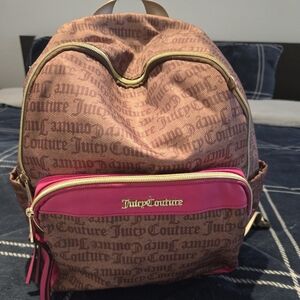 Juicy Couture Tan and Pink Logo Backpack